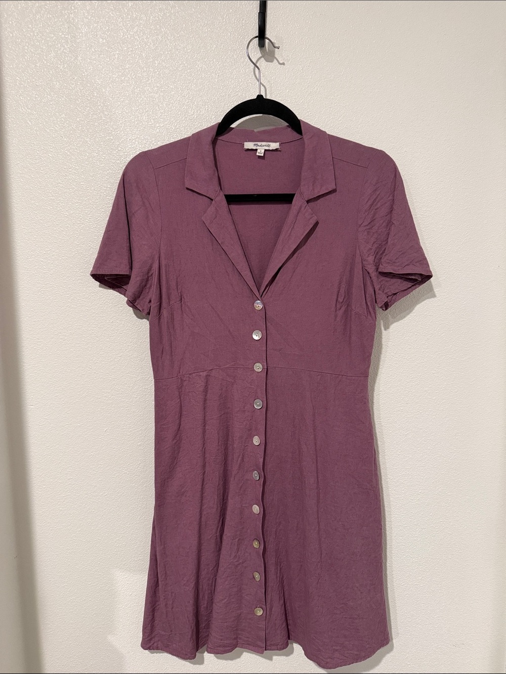 Madewell Plum Button-Front Mini Dress